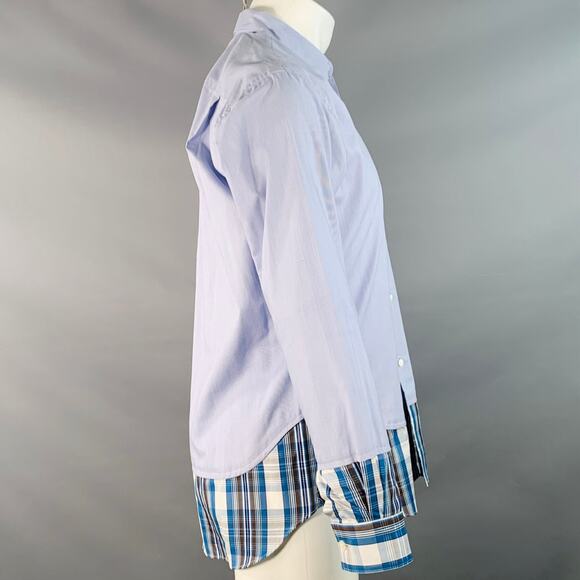COMME des GARCONS SHIRT Size S Blue Brown Stripe Plaid Long Sleeve Shirt - Picture 2 of 4